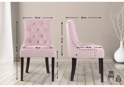 Ensemble de 4 chaises de salle à manger Aberdeen en velours rose antique