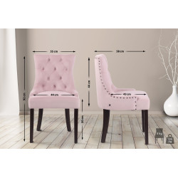 Ensemble de 4 chaises de salle à manger Aberdeen en velours rose antique