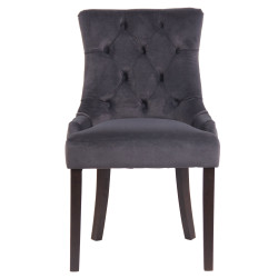 Conjunto de 4 sillas de comedor Aberdeen de terciopelo gris oscuro antiguo