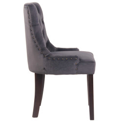 Conjunto de 4 cadeiras de jantar Aberdeen em veludo cinza escuro antigo