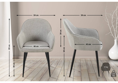 Chaise de salle à manger Boise en tissu gris