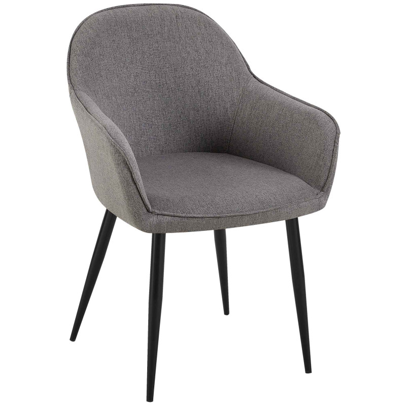 Silla de comedor Boise, tela gris oscuro