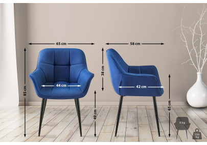Silla de comedor Roseville, tela azul
