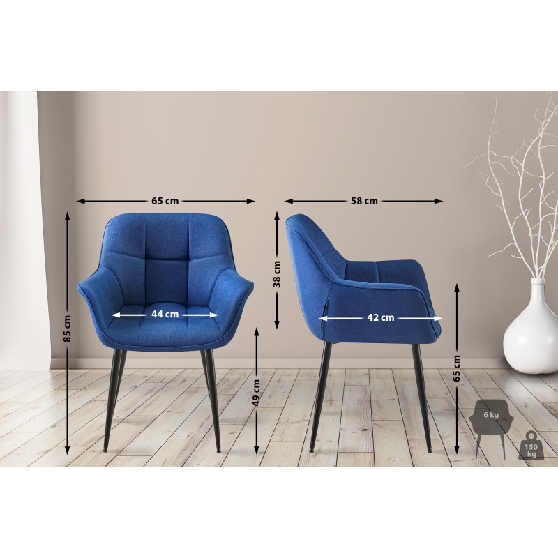 Silla de comedor Roseville, tela azul