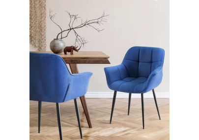 Chaise de salle à manger Roseville, tissu bleu