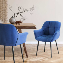 Chaise de salle à manger Roseville, tissu bleu