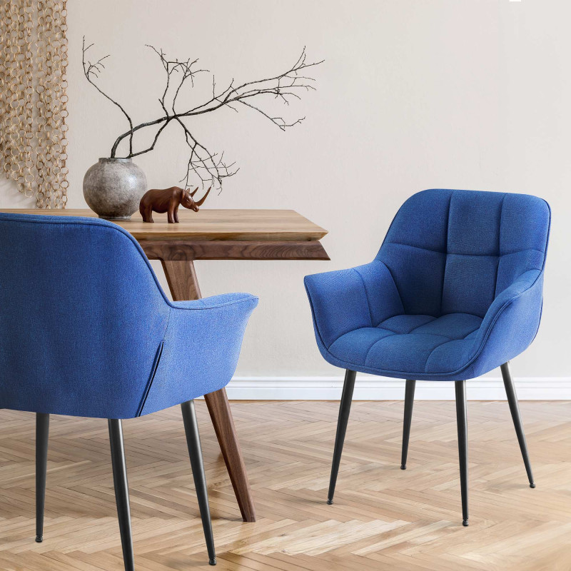 Silla de comedor Roseville, tela azul