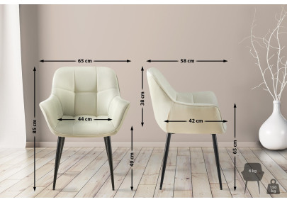 Chaise de salle à manger Roseville, tissu crème