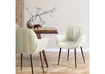 Chaise de salle à manger Roseville, tissu crème