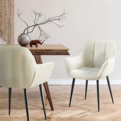 Sedia da pranzo Roseville, tessuto crema