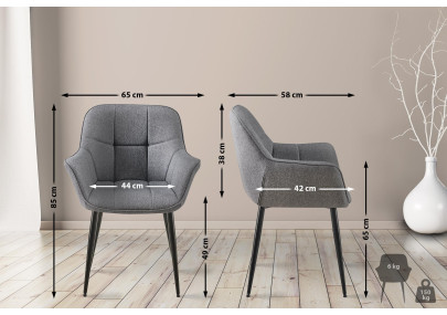 Chaise de salle à manger Roseville, tissu gris foncé