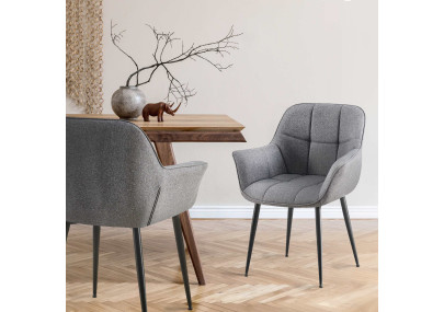 Chaise de salle à manger Roseville, tissu gris foncé