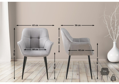 Silla de comedor Roseville, tela gris