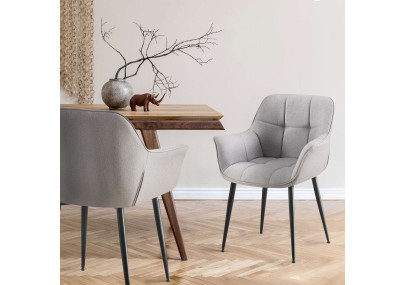 Silla de comedor Roseville, tela gris