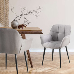 Chaise de salle à manger Roseville, tissu gris