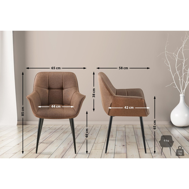 Sedia da pranzo Roseville, tessuto tortora