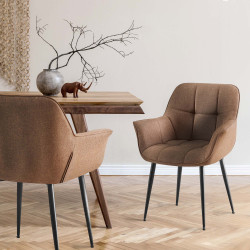 Sedia da pranzo Roseville, tessuto tortora