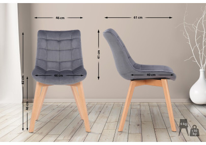 Chaise de salle à manger Passaic en velours gris