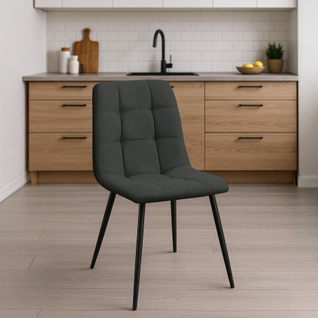 Conjunto de 2 sillas de comedor Tilde, tela gris oscuro