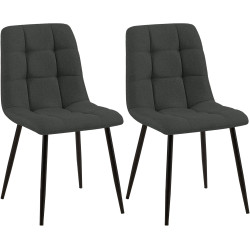 Conjunto de 2 sillas de comedor Tilde, tela gris oscuro
