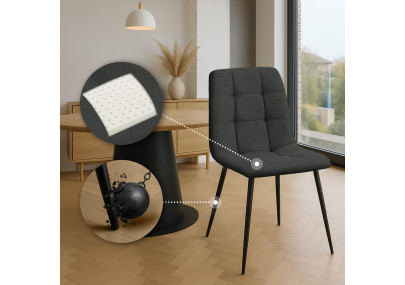 Ensemble de 2 chaises de salle à manger Tilde, tissu gris foncé