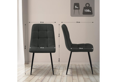 Ensemble de 2 chaises de salle à manger Tilde, tissu gris foncé