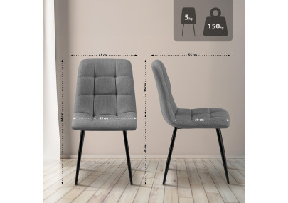 Ensemble de 2 chaises de salle à manger Tilde, tissu gris