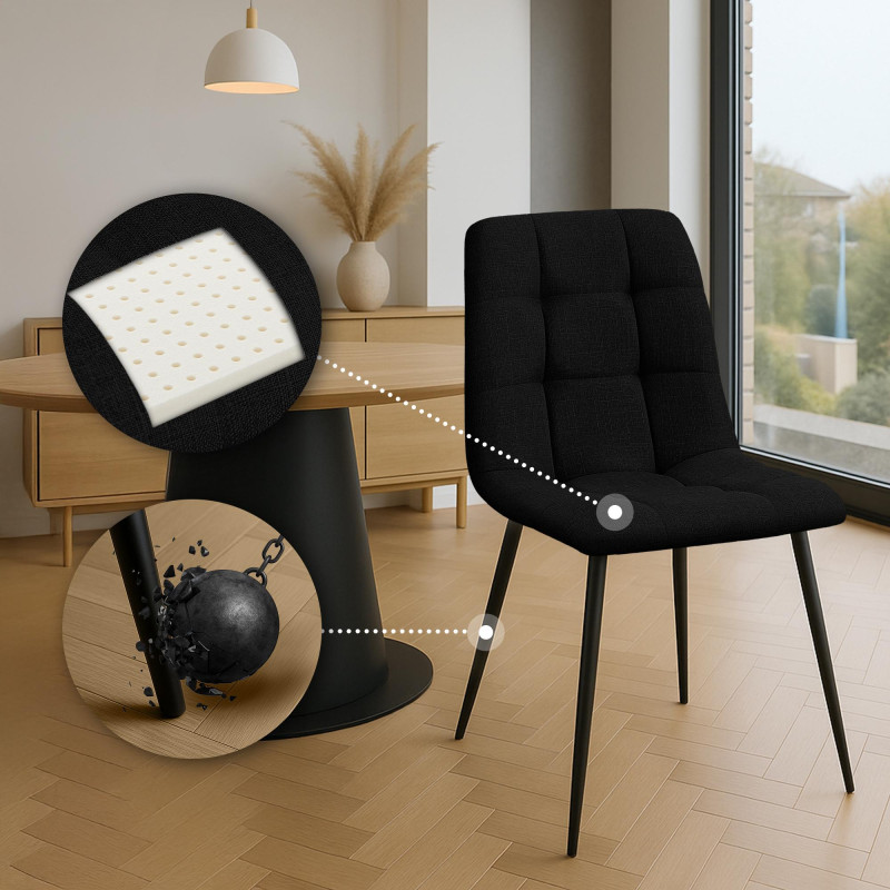 Coppia di sedie da pranzo Tilde, tessuto, nero