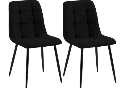 Ensemble de 2 chaises de salle à manger Tilde, tissu, noir