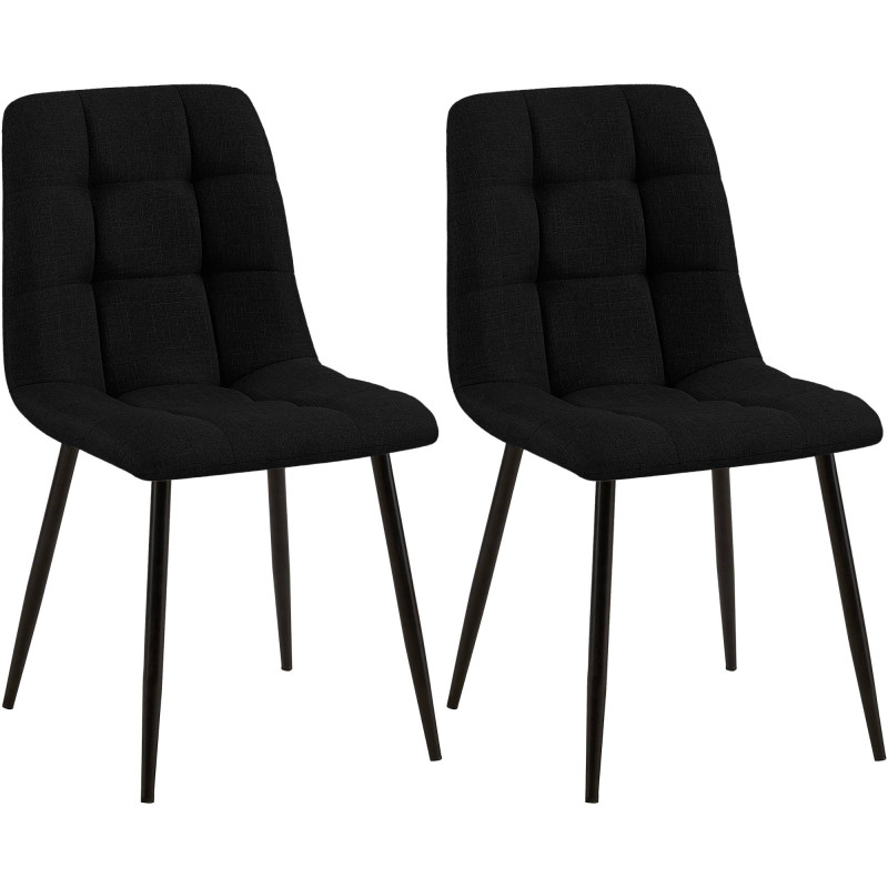 Ensemble de 2 chaises de salle à manger Tilde, tissu, noir