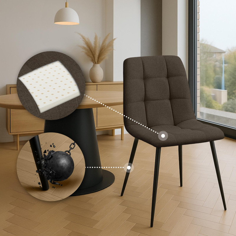 Ensemble de 2 chaises de salle à manger Tilde, tissu marron