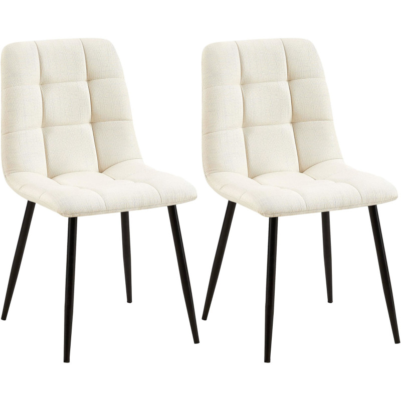 Coppia di sedie da pranzo Tilde, tessuto color crema