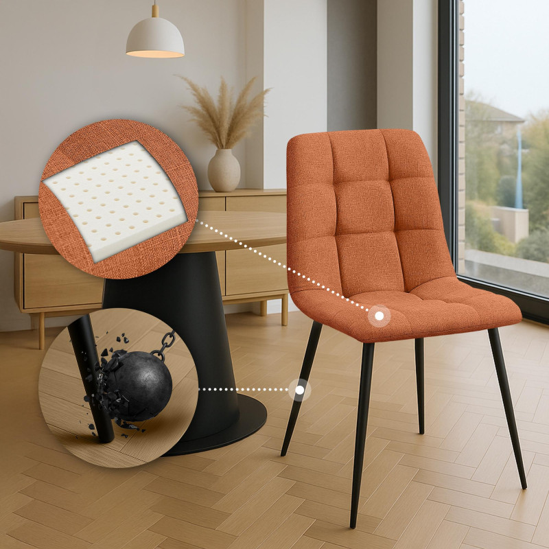 Ensemble de 2 chaises de salle à manger Tilde, tissu, orange