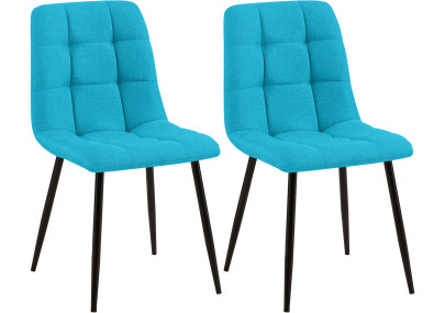 Ensemble de 2 chaises de salle à manger Tilde, tissu turquoise