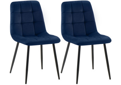 Ensemble de 2 chaises de salle à manger Tilde en velours bleu