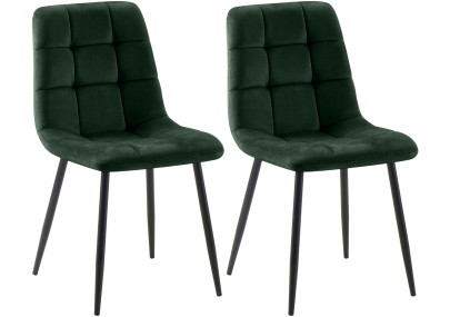 Ensemble de 2 chaises de salle à manger Tilde en velours vert