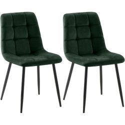 Conjunto de 2 sillas de comedor Tilde de terciopelo verde