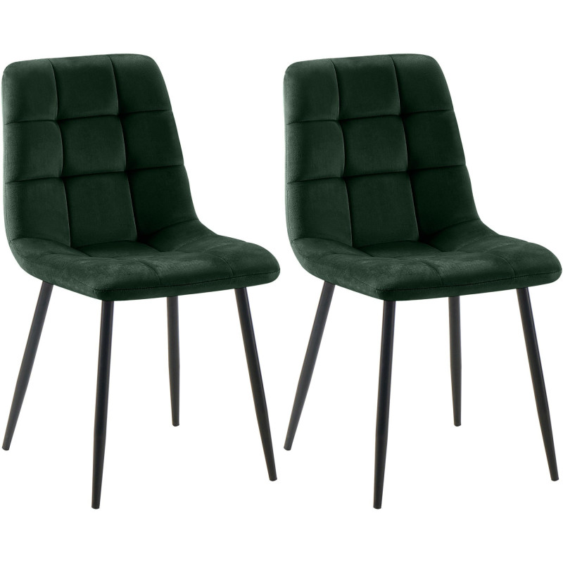 Conjunto de 2 sillas de comedor Tilde de terciopelo verde