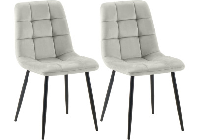 Ensemble de 2 chaises de salle à manger Tilde en velours gris