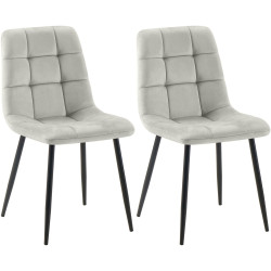 Conjunto de 2 sillas de comedor Tilde de terciopelo gris
