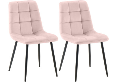 Conjunto de 2 sillas de comedor Tilde de terciopelo rosa