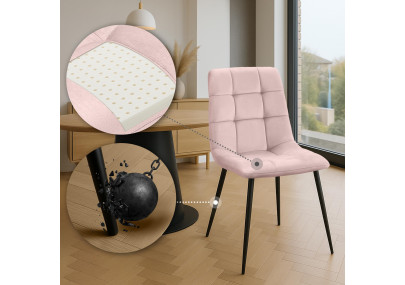 Ensemble de 2 chaises de salle à manger Tilde en velours rose