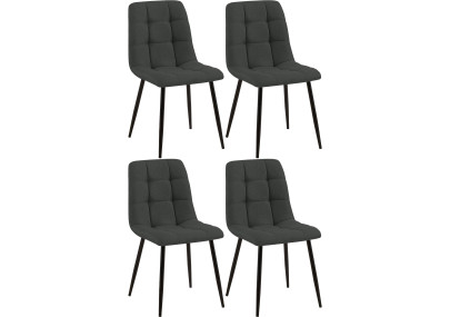 Conjunto de 4 sillas de comedor Tilde, tela gris oscuro