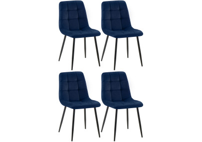 Ensemble de 4 chaises de salle à manger Tilde en velours bleu