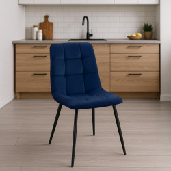 Conjunto de 4 sillas de comedor Tilde de terciopelo azul