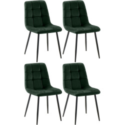Ensemble de 4 chaises de salle à manger Tilde en velours vert