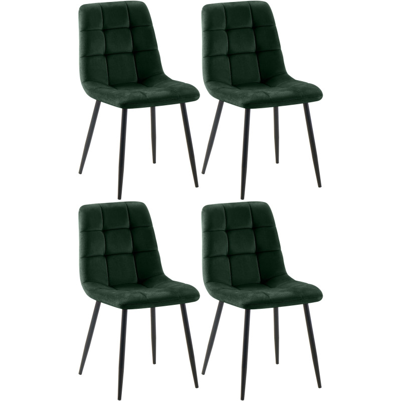 Conjunto de 4 sillas de comedor Tilde de terciopelo verde