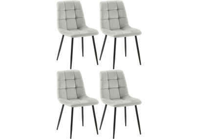 Conjunto de 4 sillas de comedor Tilde de terciopelo gris