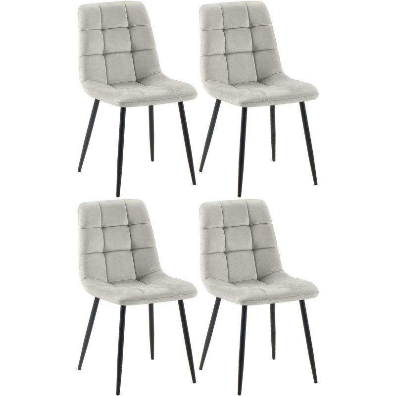 Conjunto de 4 sillas de comedor Tilde de terciopelo gris