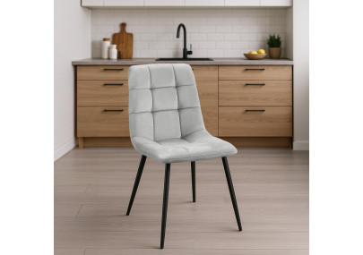 Ensemble de 4 chaises de salle à manger Tilde en velours gris